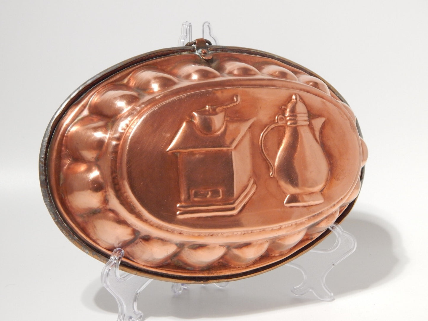 VINTAGE CUCINA FORMELLA STAMPO OVALE RAME PRIMA META' 900 CM 31