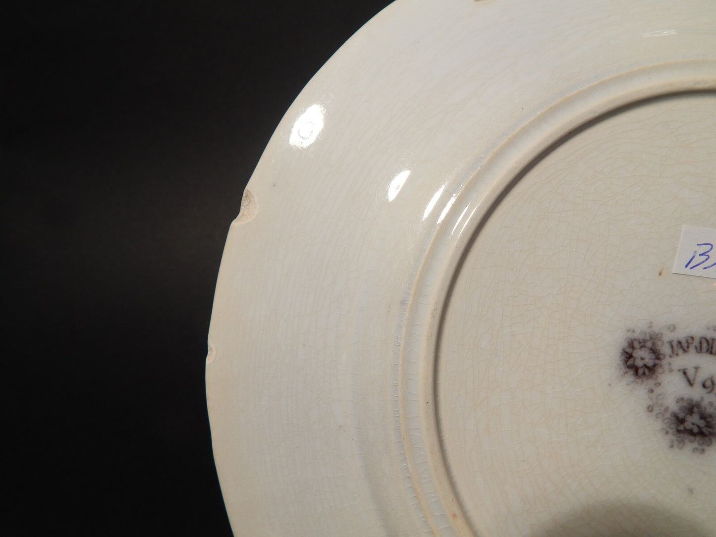 ANTICO PIATTO CERAMICA DISEGNO JARDINIERE VILLEROY & BOCH FINE '800 difetto 1142