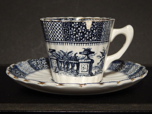 ANTIQUARIATO TAZZA CERAMICA MAIOLICA LUNEVILLE STAMPATA A MANO