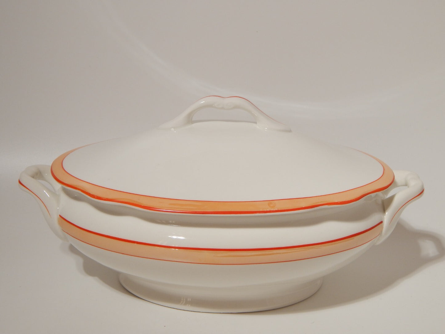 ANTICA RARA ZUPPIERA CENTROTAVOLA SOCIETÀ CERAMICA REVELLI LAVENO FASCIA ARANCIO