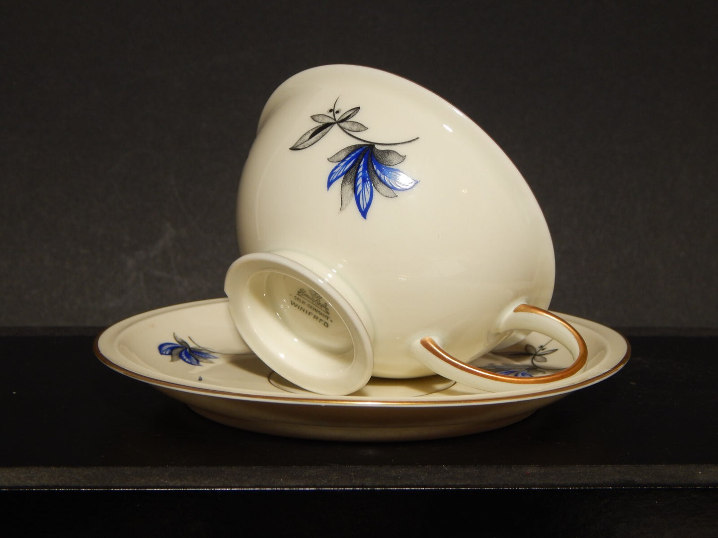 ANTICA PREZIOSA TAZZA TE' PORCELLANA ROSENTHAL WINIFRED FIORI BLU difetto