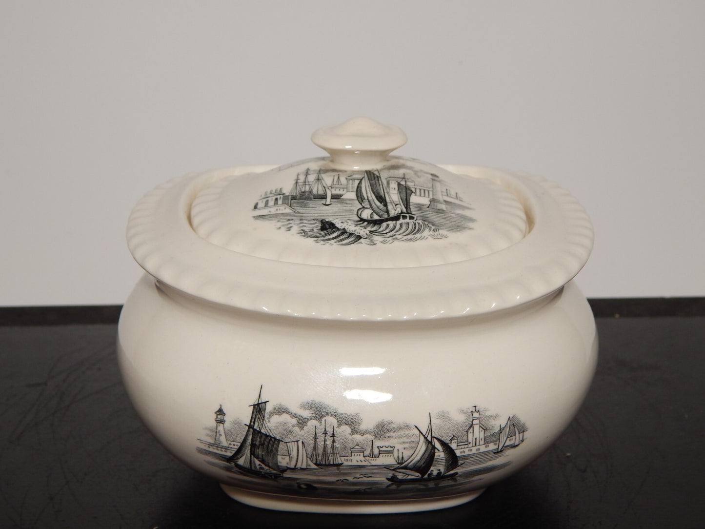 ANTICO RARO SERVIZIO TE' INGLESE SEMI PORCELLANA COPELAND SPODE PAESAGGIO MARINO