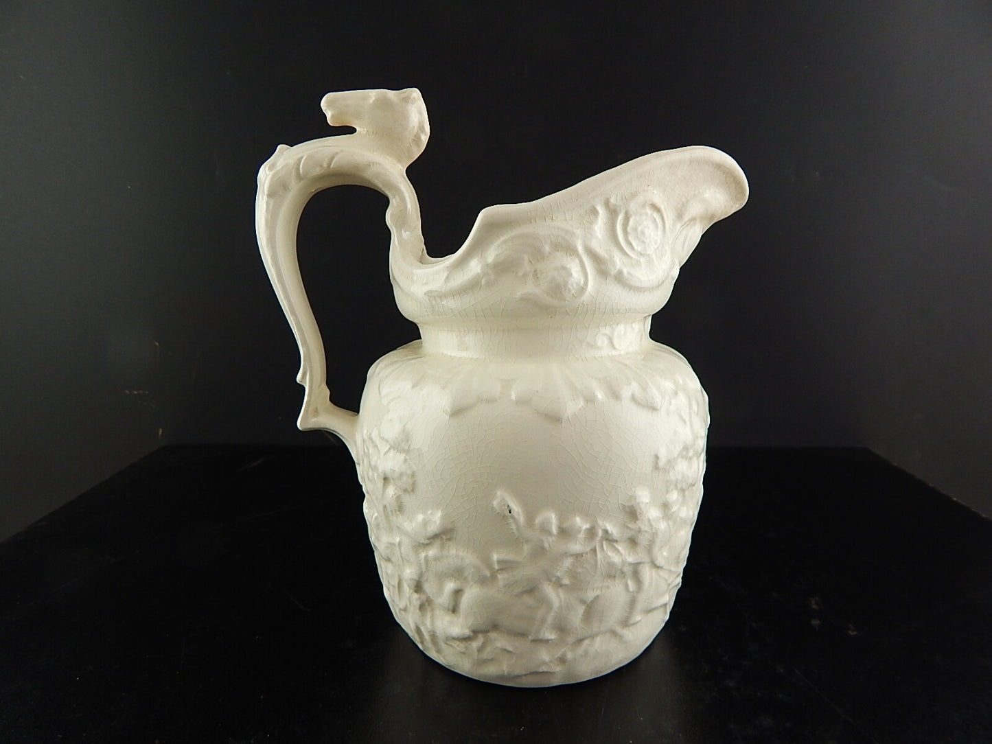 ANTICA PREZIOSA RARA CARAFFA BROCCA CERAMICA BARBOTINE INGLESE ARTHUR WOOD