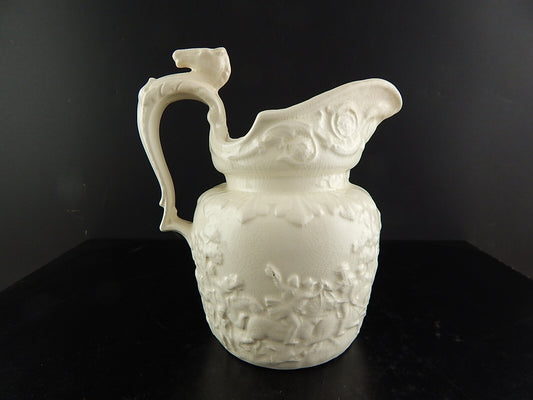 ANTICA PREZIOSA RARA CARAFFA BROCCA CERAMICA BARBOTINE INGLESE ARTHUR WOOD