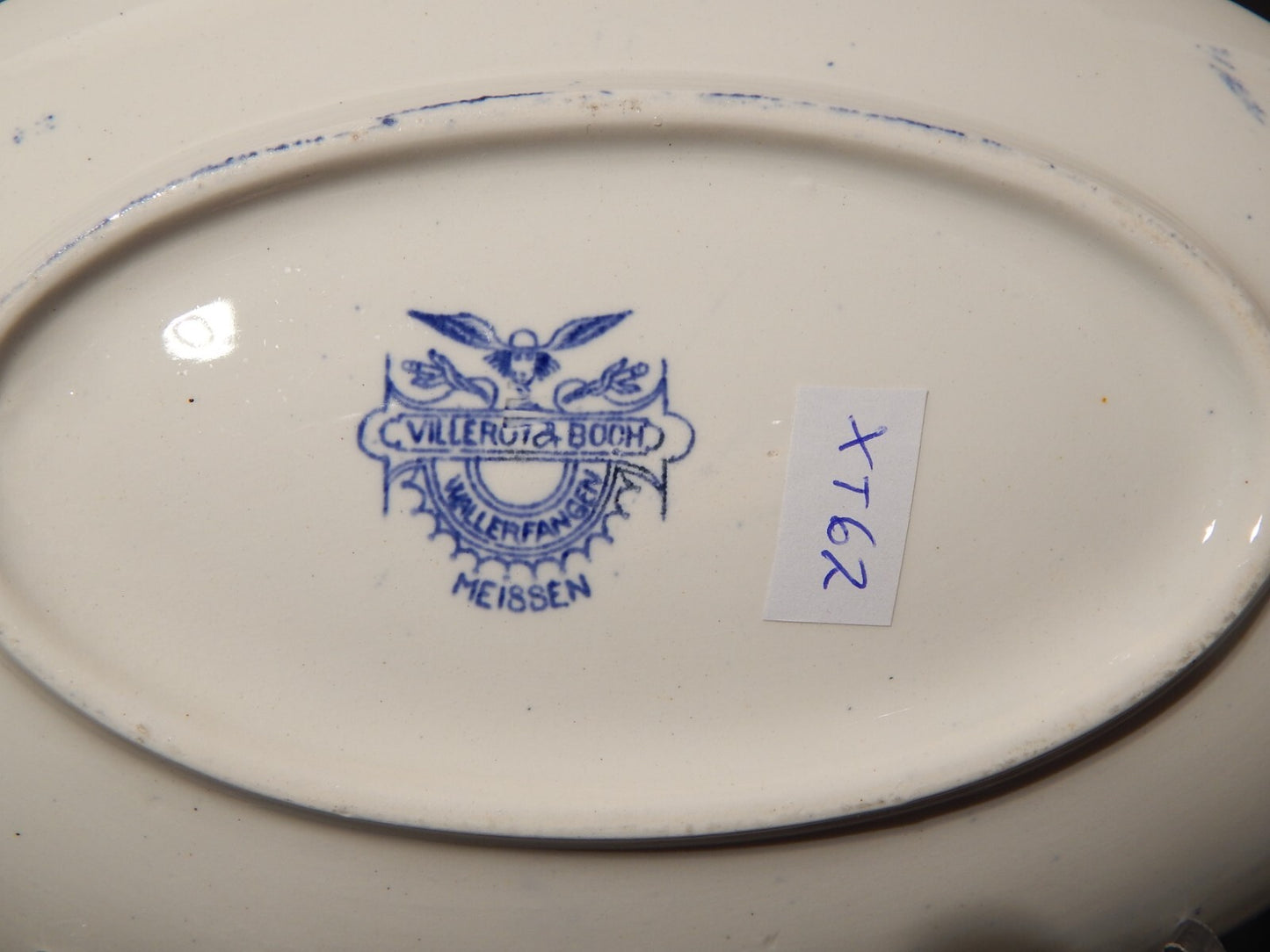 ANTICA RAVIERA VASSOIO PORCELLANA VILLEROY&BOCH WALLERFANGEN BIANCO E BLU