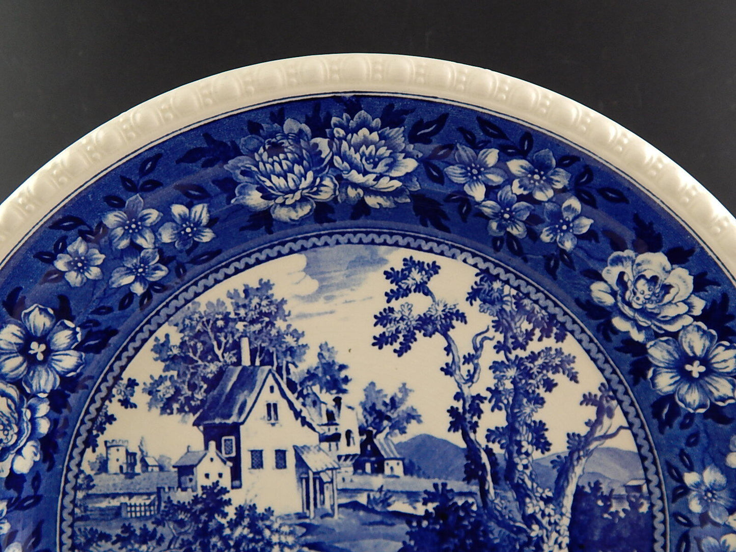 ANTICO VASSOIO PIATTO CERAMICA VILLEROY&BOCH DECORO RUSTICANA BIANCO BLU CM 33