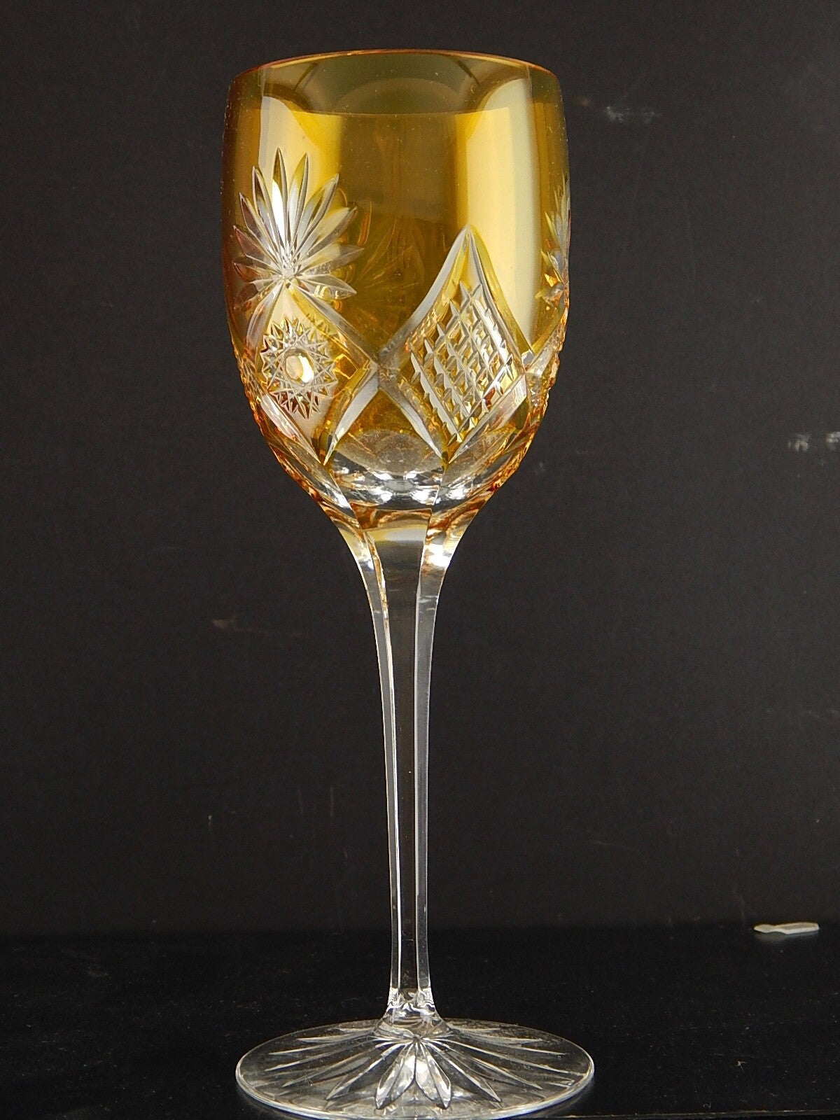 PREZIOSO VINTAGE BICCHIERE CALICE CRISTALLO GERMANIA MOLATO NACHTMANN AMBRA