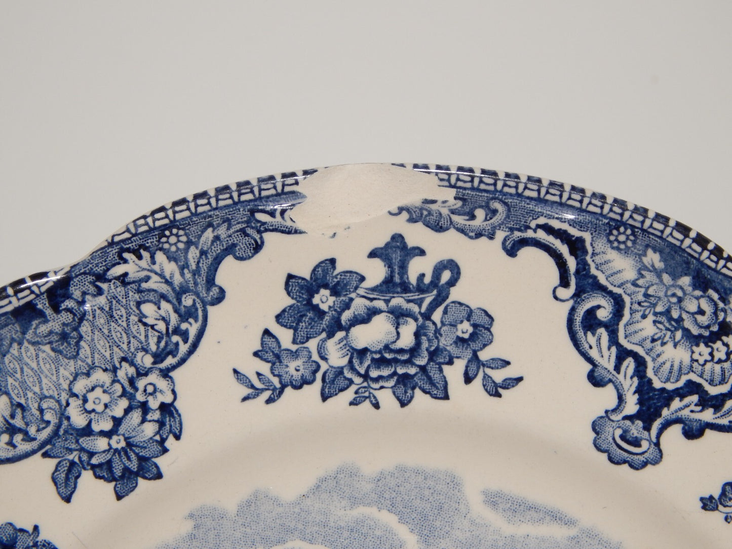 VINTAGE JOHNSON BROS PIATTO OLD BRITAIN CASTLE BLU PORCELLANA DIFETTO #1901