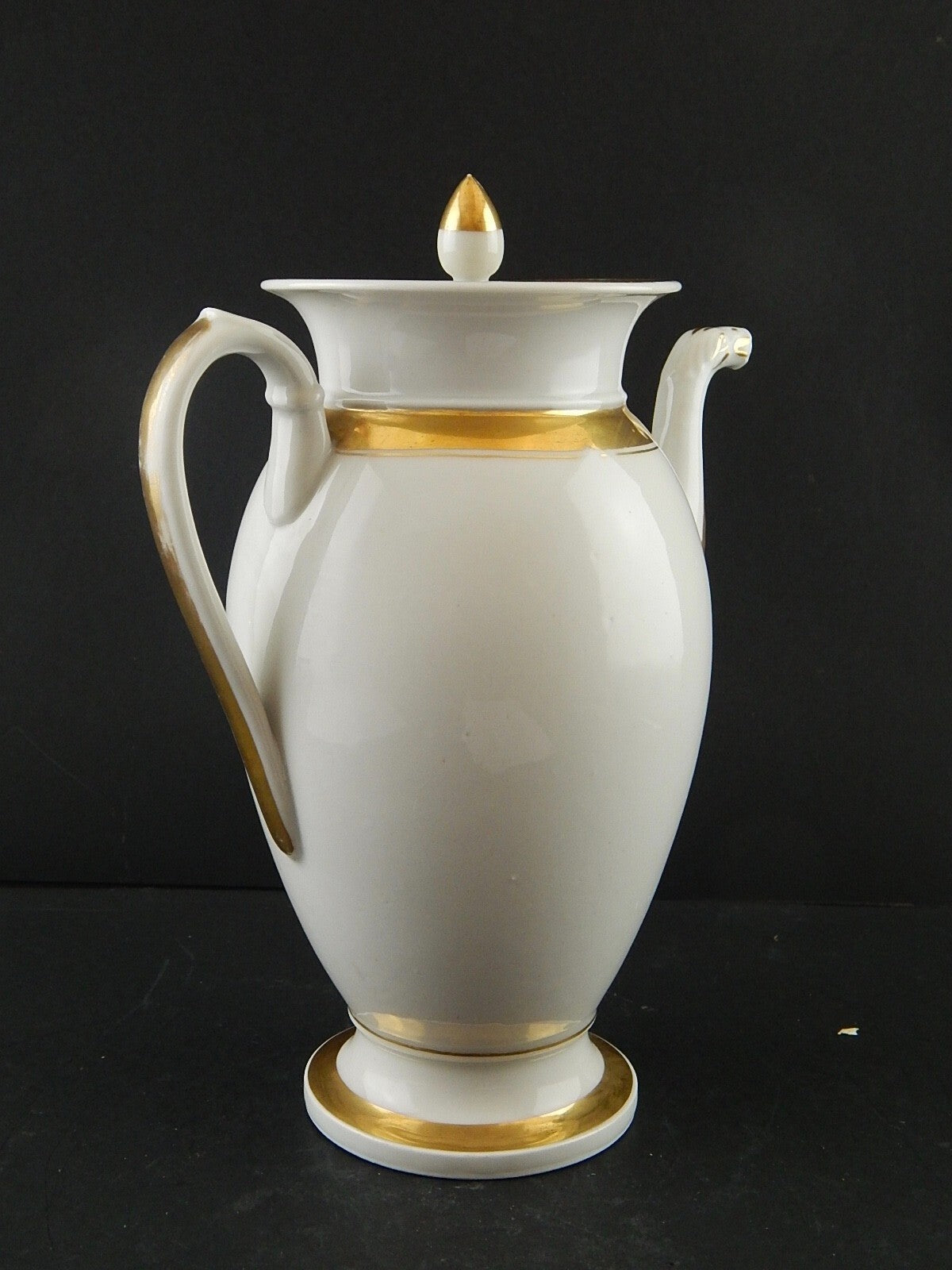 ANTICA RARA PREZIOSA CAFFETTIERA IMPERO PORCELLANA BIANCA ORO INIZIO 1800