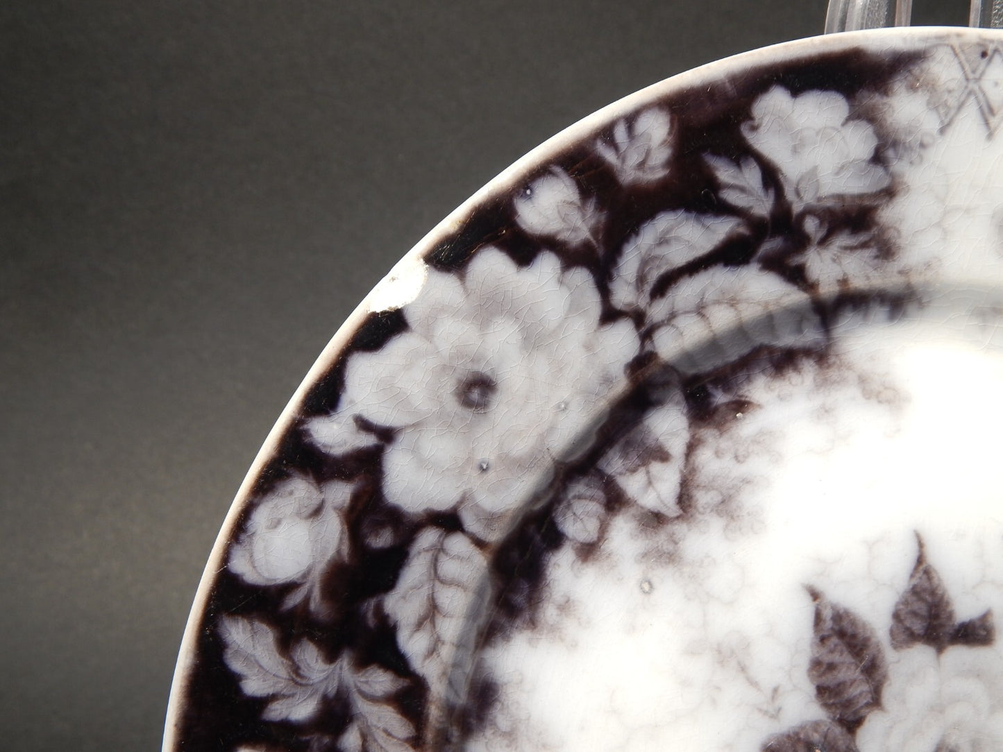 ANTICO PIATTO CERAMICA DISEGNO JARDINIERE VILLEROY & BOCH FINE '800 difetto 1146