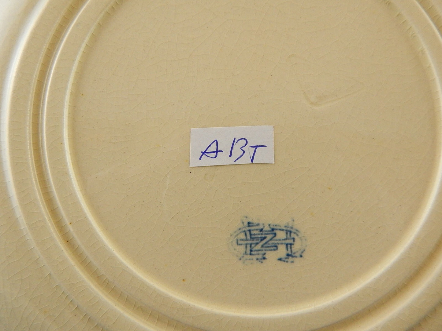 ANTICO 1875 PIATTO FONDO CERAMICA GIEN DECORO BLU ALLA ROUEN