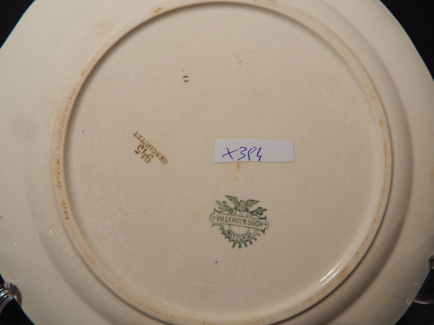 ANTICO RARO PIATTO CERAMICA VILLEROY&BOCH METTLACH DI FINE 1800 CM 23