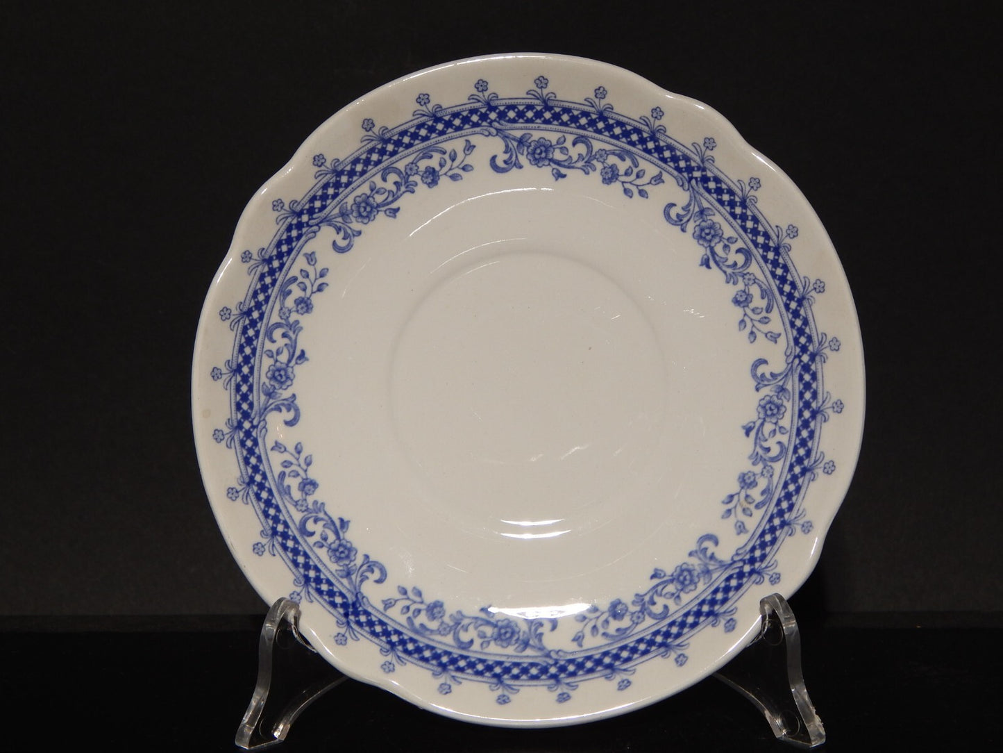 VINTAGE TAZZA BRODO CONSOMME' CERAMICA S.C.I. LAVENO DIAMONDSTONE BIANCO BLU #