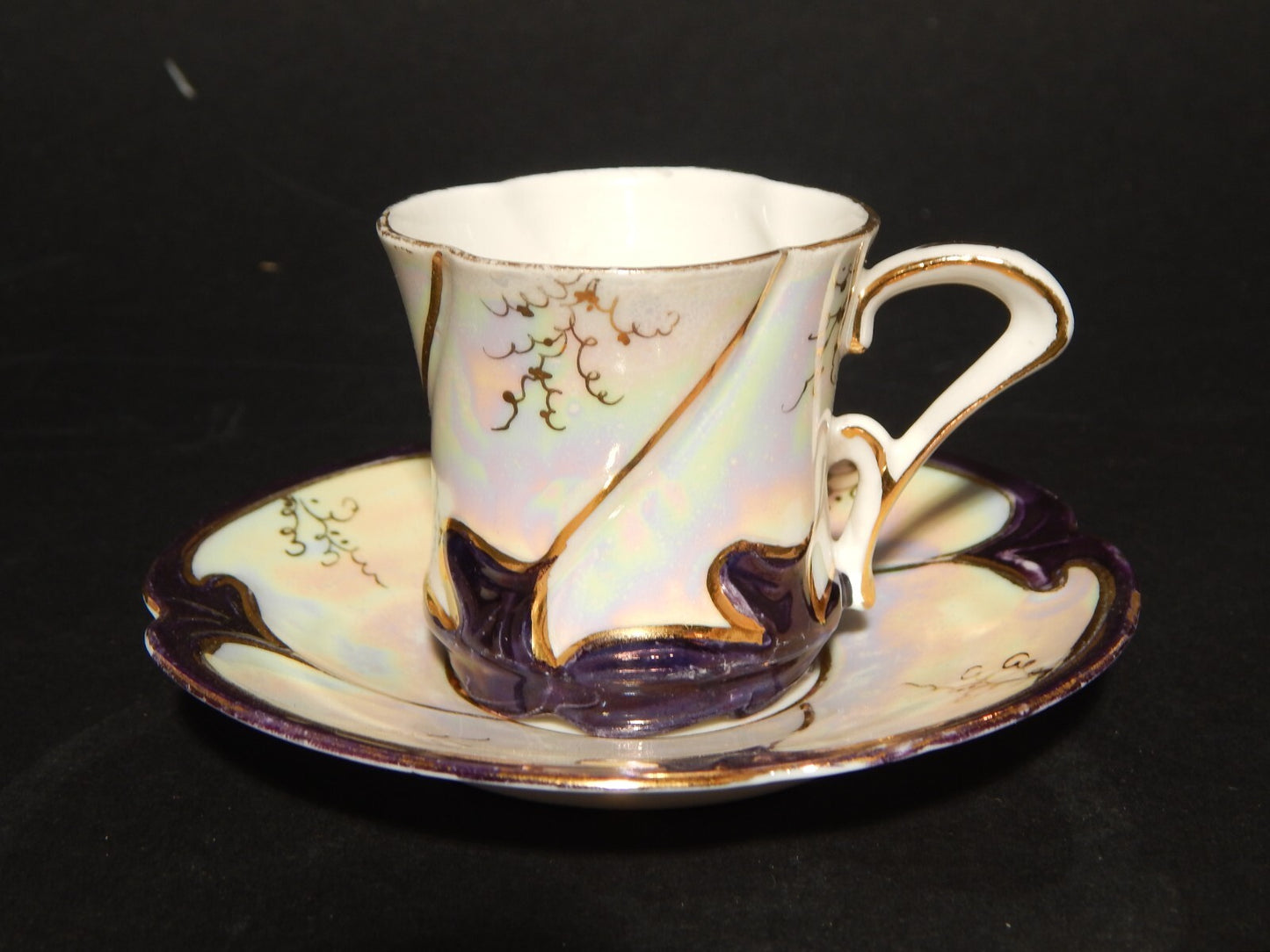 ANTICA ELEGANTE LIBERTY TAZZINA CAFFE' PORCELLANA DECORO A LUSTRO