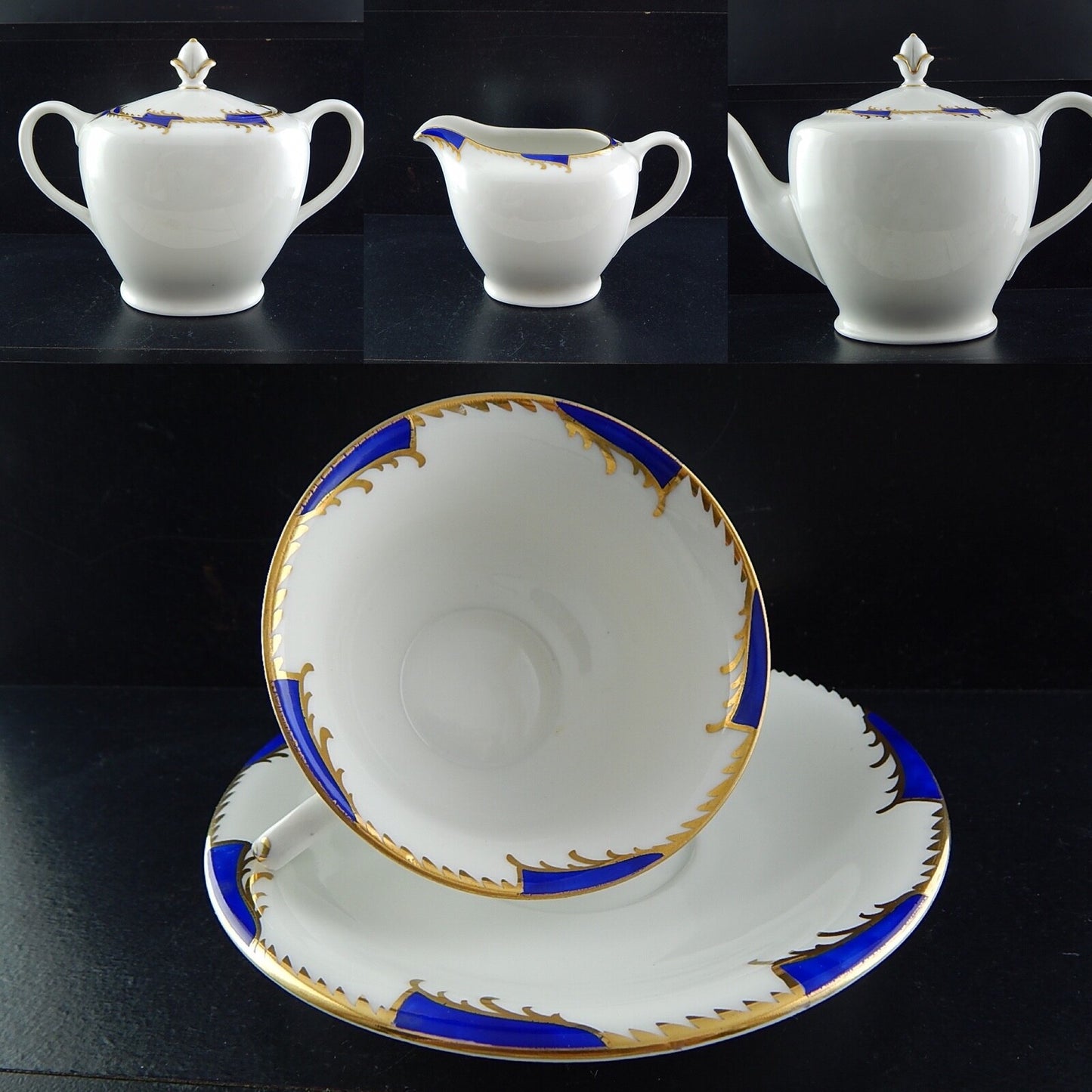 ANTICO RARO PREZIOSO SERVIZIO TÈ PORCELLANA WÜRTTEMBERG BAUER & PFEIFFER 1904-34