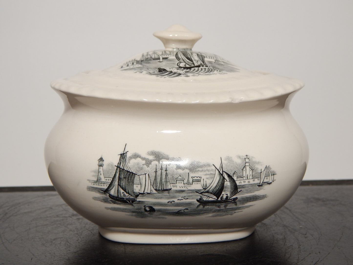 ANTICO SERVIZIO CAFFE' INGLESE SEMI PORCELLANA COPELAND SPODE PAESAGGIO MARINO