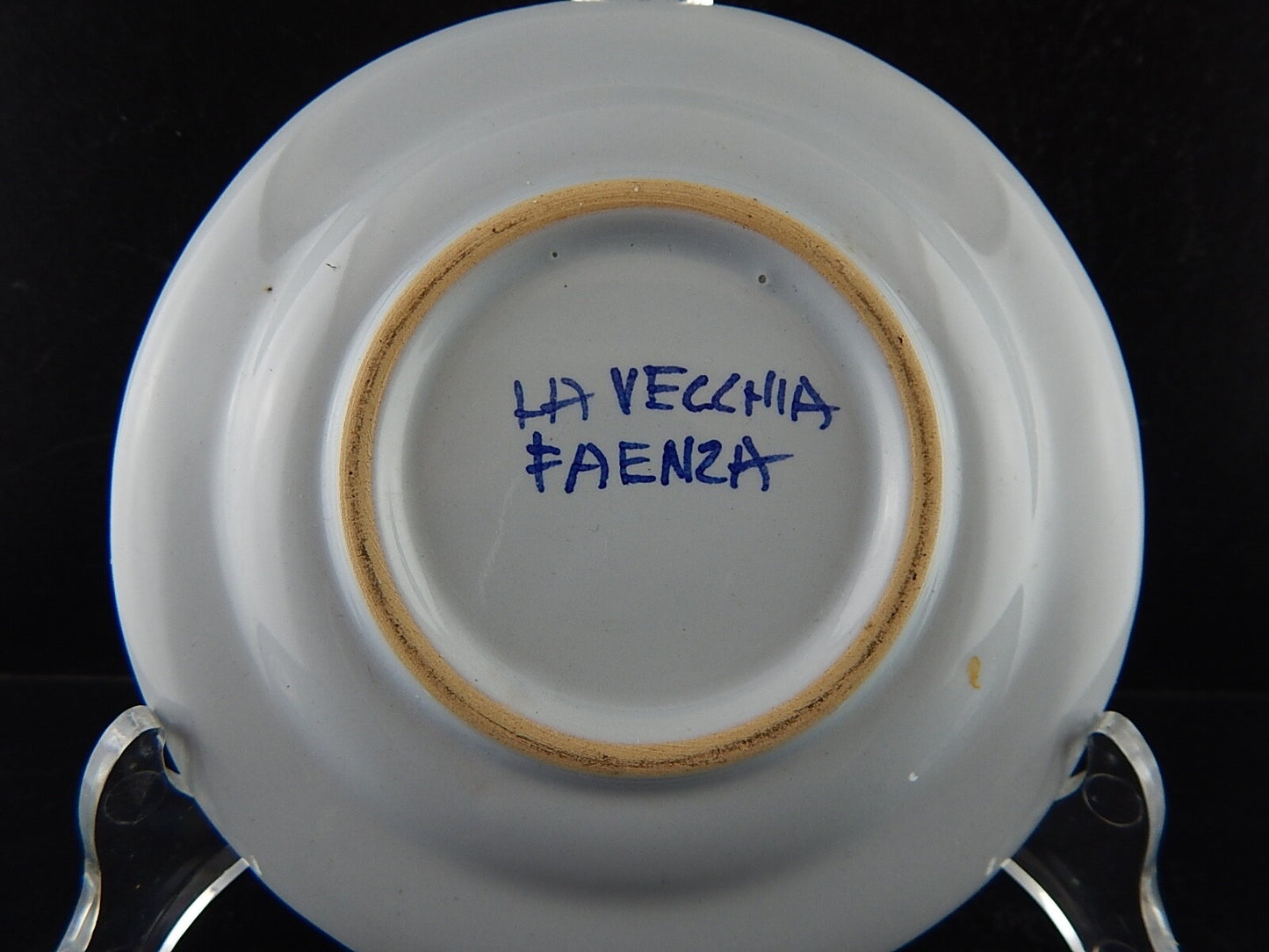 VINTAGE TAZZA CAFFE' AL GAROFANO CERAMICA MAIOLICA VECCHIA FAENZA HANDMADE ITALY