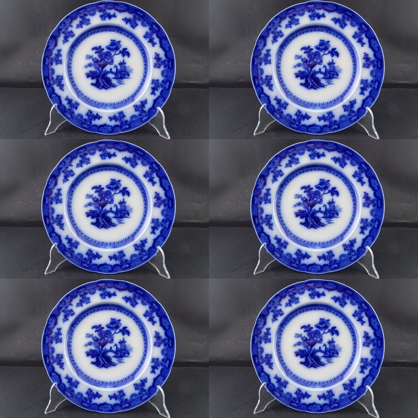 ANTICO RARISSIMO SERVIZIO 6 PIATTI PORCELLANA WEDGWOOD PEARL CHUSAN META' 800