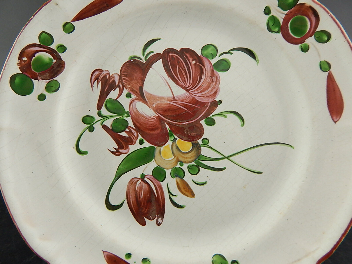 ANTICO 800 PIATTO CERAMICA MAIOLICA FIORI DIPINTI POLICROMI COLLEZIONE