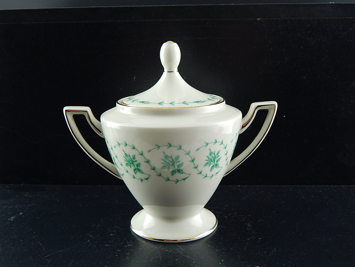 ANTICO SERVIZIO DA TÈ IMPERO PORCELLANA AVORIO E VERDE JAEGER&CO BAVARIA