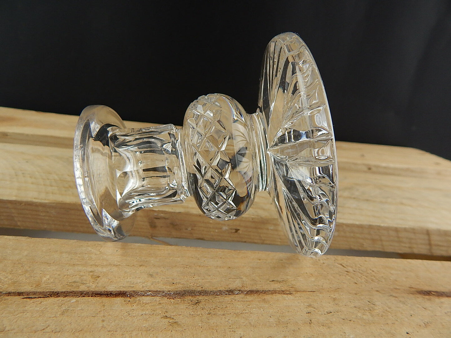 VINTAGE PREZIOSO PORTA CANDELA CANDELIERE CRISTALLO MOLATO BOEMIA