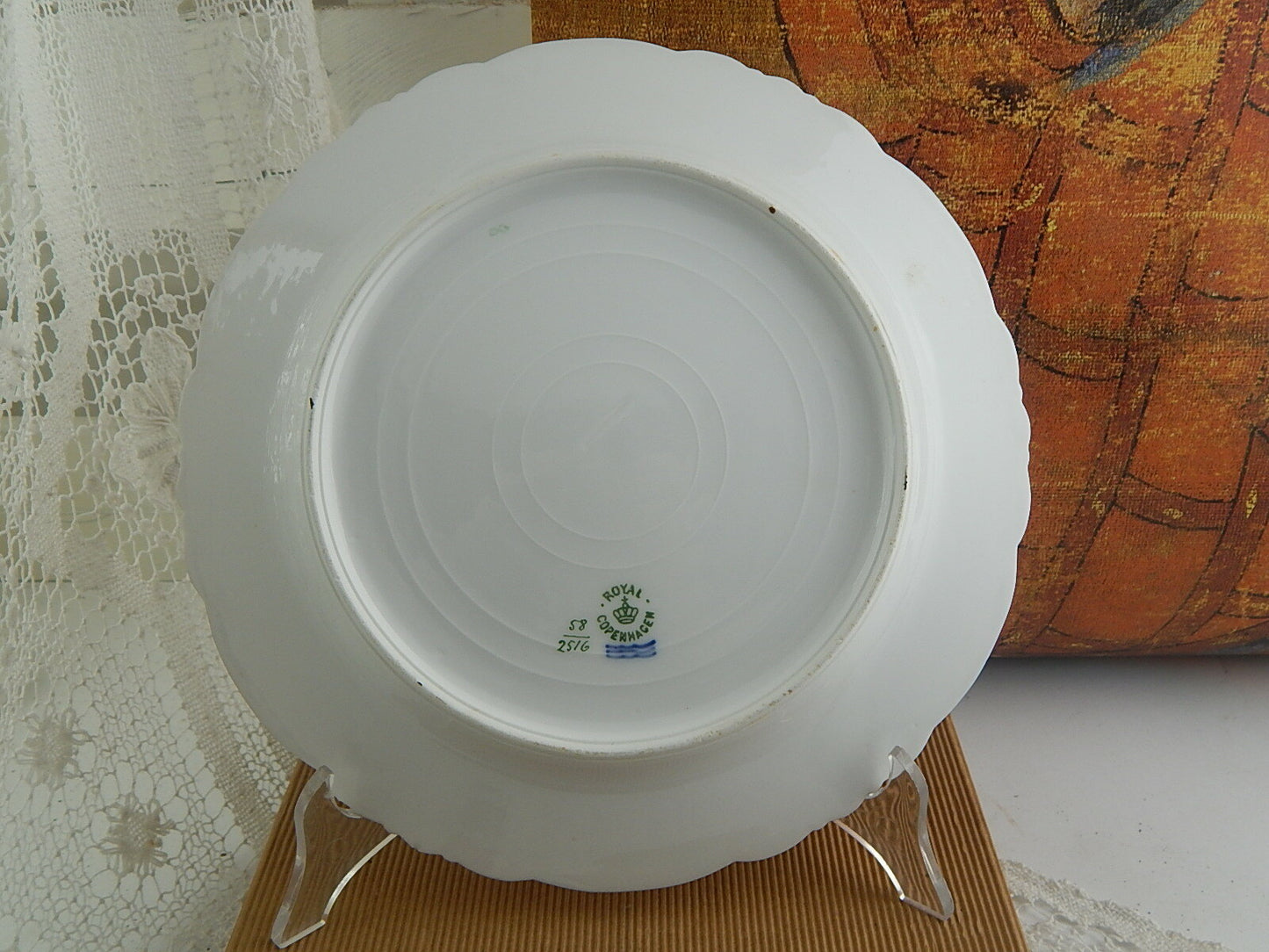 ANTICO PIATTO PORCELLANA ART NOUVEAU ROYAL COPENHAGEN TIFFANY ROSA CANINA DIPINT