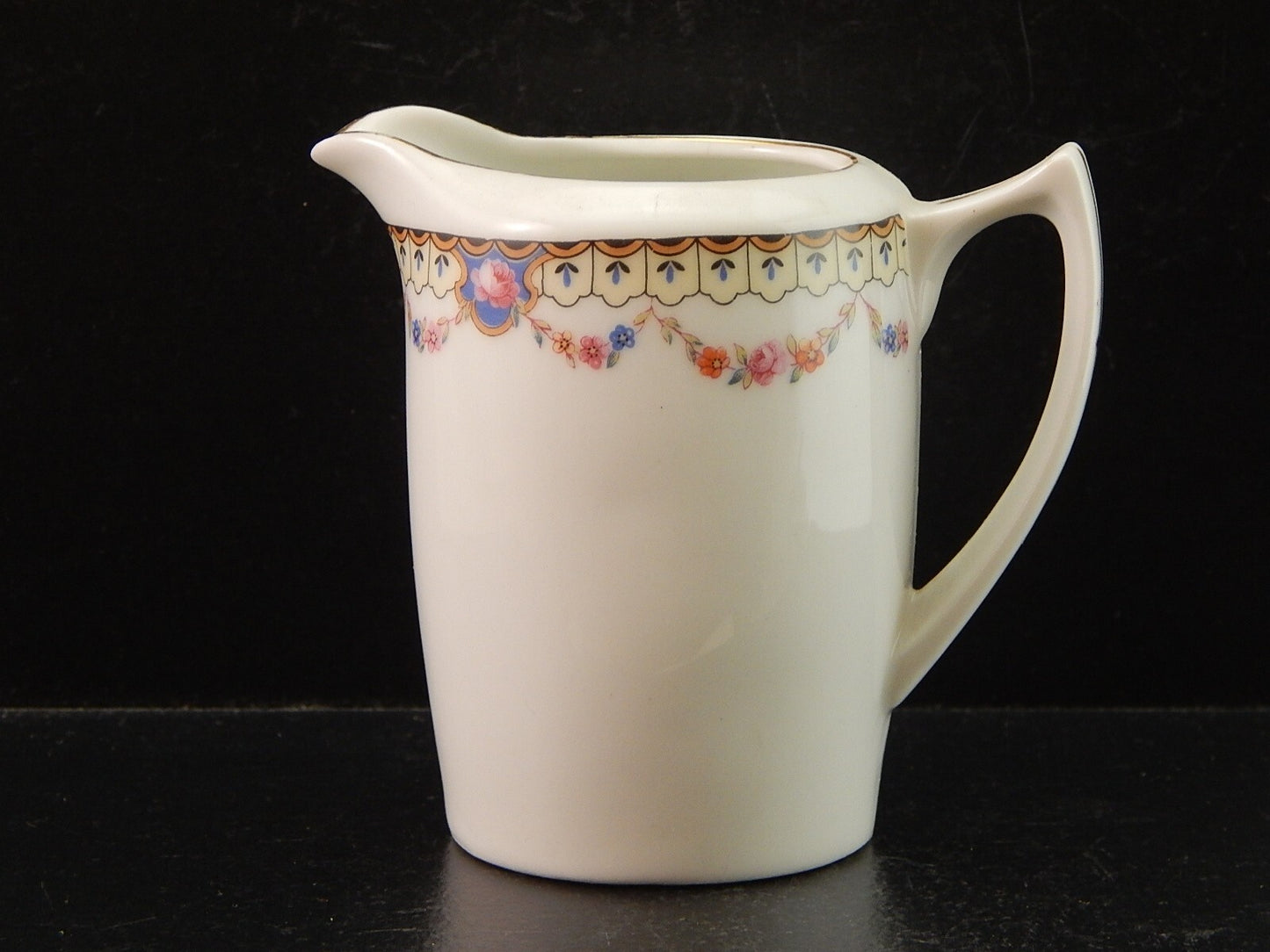 ANTICA ART DECO LATTIERA BRICCO PORCELLANA BOEMA DECORO A GHIRLANDA