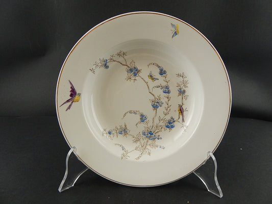 ANTICO PIATTO FONDO CERAMICA RICHARD MILANO FIORI FARFALLE UCCELLINI