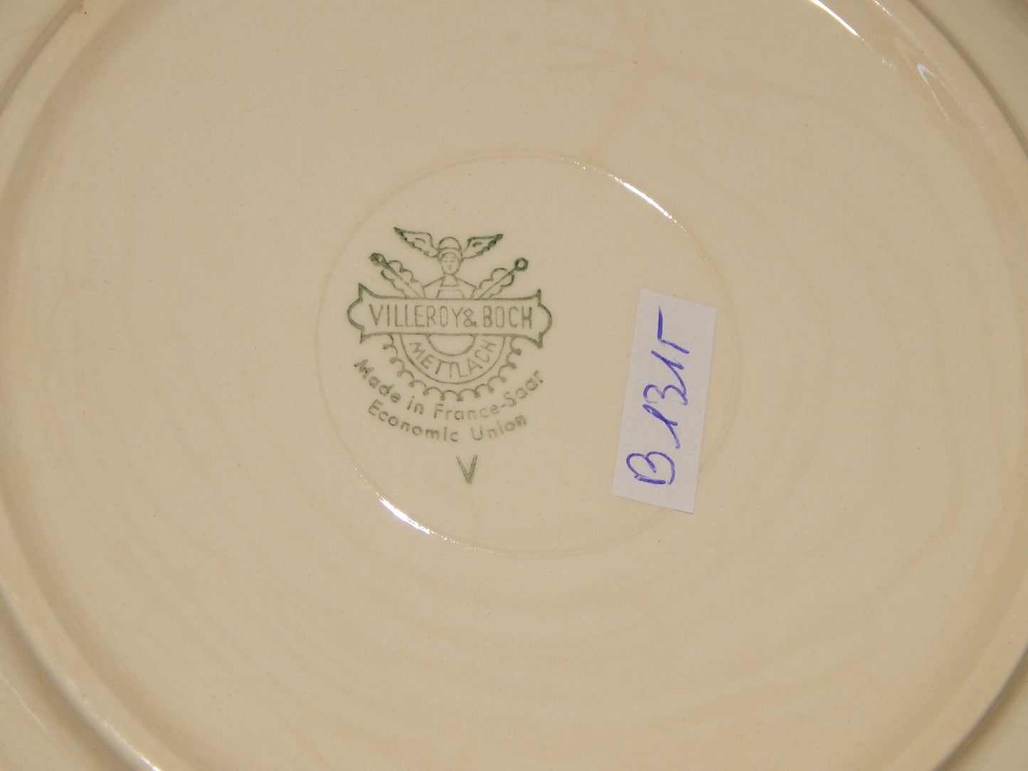 MODERNARIATO DEL 1946 VILLEROY&BOCH METTLACH PIATTO PIANO CERAMICA FASCIA VERDE