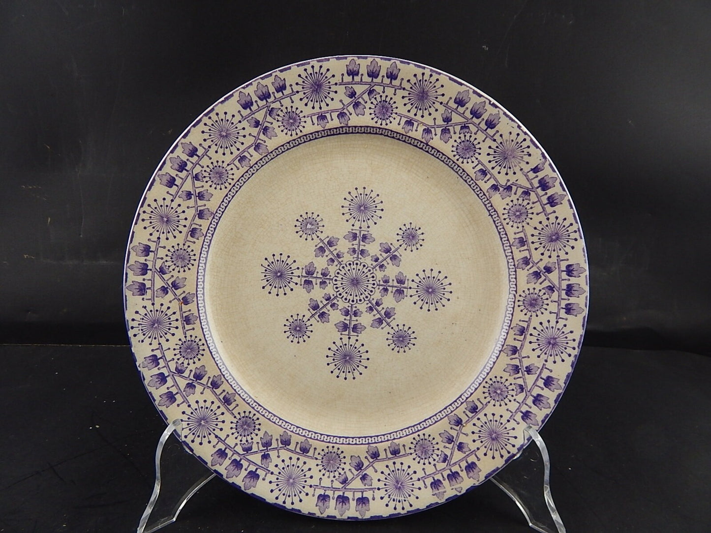 ANTICO PIATTO CERAMICA META' 800 GUSTAVSBERG TRANSFERWARE VIOLA #9429