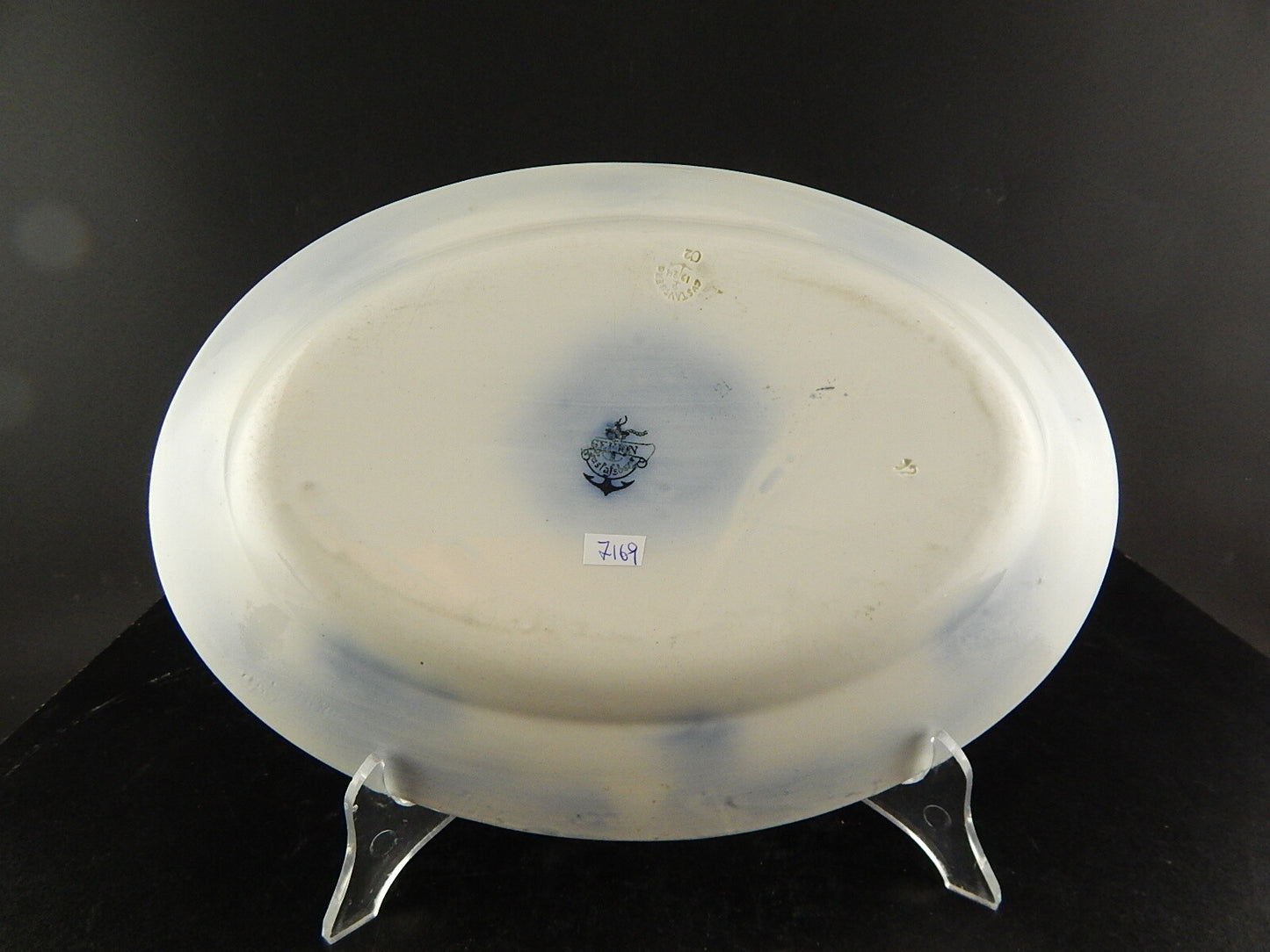 ANTICO PIATTO PORCELLANA BIANCA BLU VASSOIO SECONDA META' 800 GUSTAVSBERG