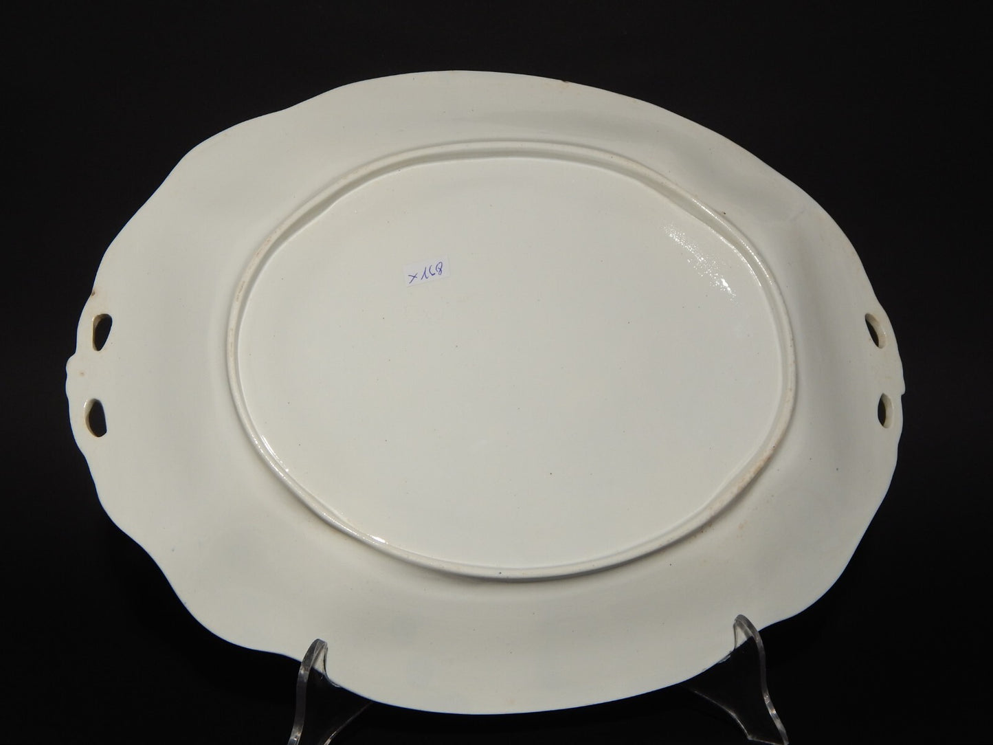 ANTICO RARO VASSOIO CERAMICA BIANCA DECORI BLU RICHARD MILANO FINE 800