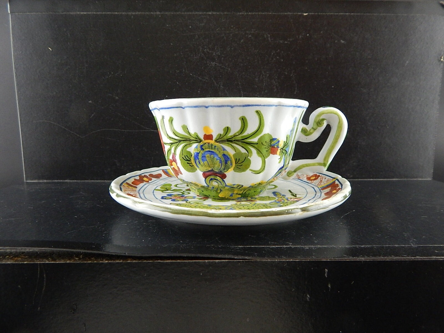 VINTAGE TAZZA DA TE' AL GAROFANO CERAMICA MAIOLICA MORELLI FAENZA HANDMADE ITALY