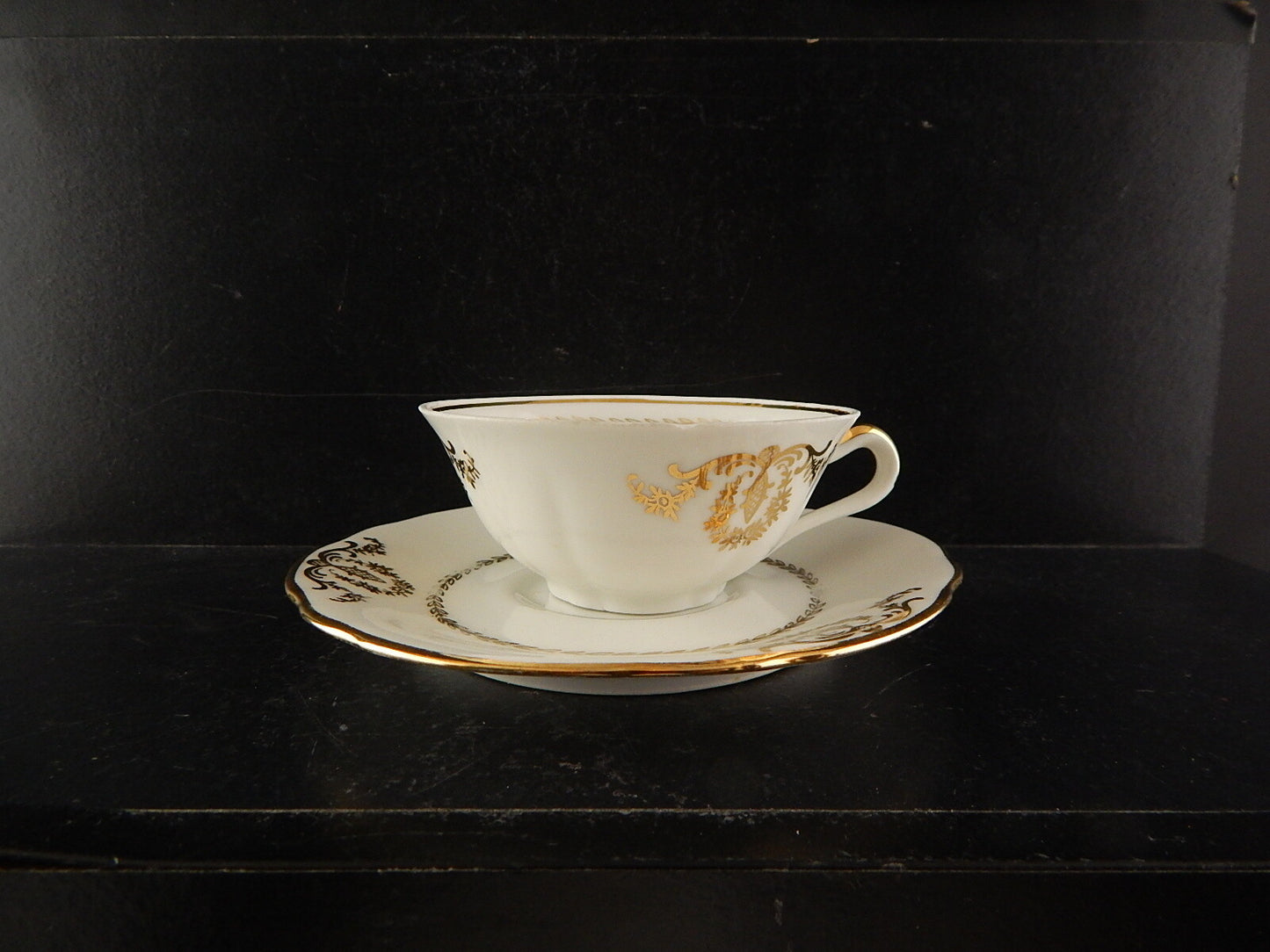 ANTICA TAZZA CAFFÈ PORCELLANA BIANCA ORO PORCELAINE COMPAGNIE NATIONALE DIFETTO