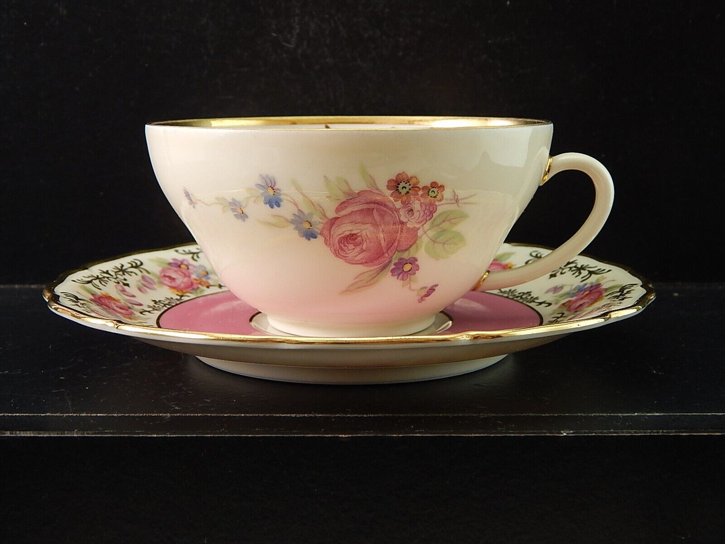 ANTICA ELEGANTE TAZZA TE' PORCELLANA ROSA SELTMANN WEIDEN BAVARIA DECORO ROSE ##