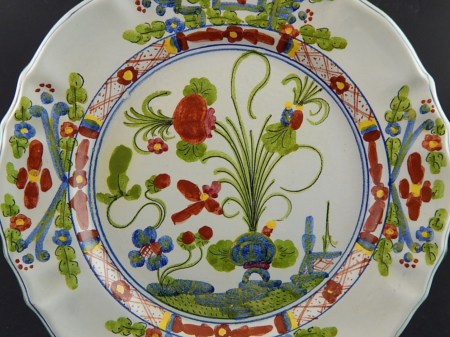 VINTAGE VASSOIO PIATTO AL GAROFANO CERAMICA MAIOLICA MORELLI FAENZA HANDMADE
