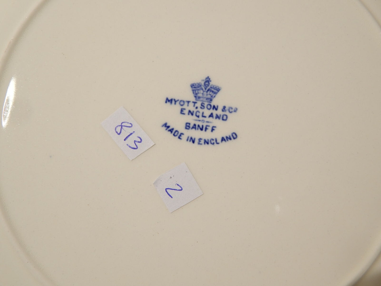 ANTICO SERVIZIO 6 PIATTI CERAMICA MYOTT SON STAFFORDSHIRE ENGLAND BIANCO BLU