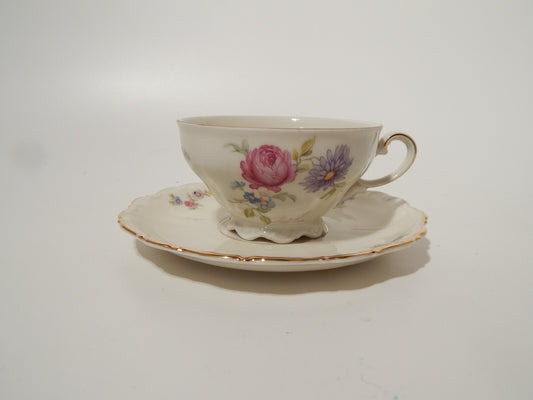 ANTICA TAZZA TE' PORCELLANA BAVARIA SELTMANN WEIDEN THERESIA LA ROSA E LA DALIA