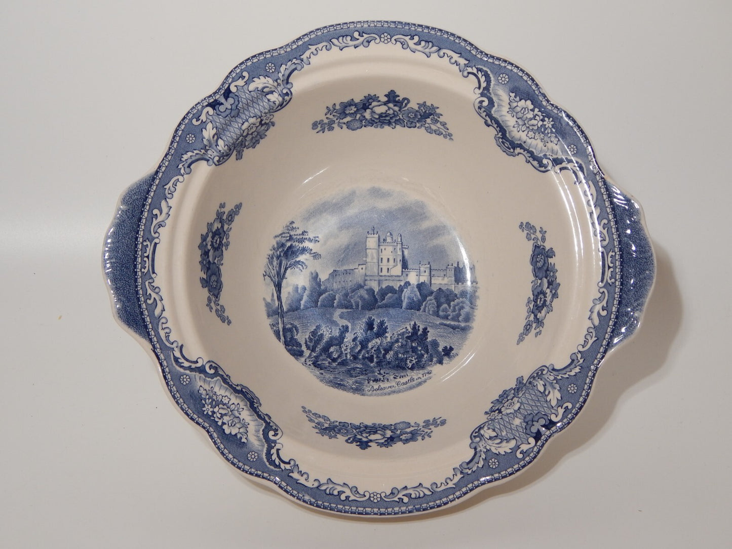 VINTAGE JOHNSON BROS OLD BRITAIN CASTLE BLU INSALATIERA FRUTTIERA PORCELLANA