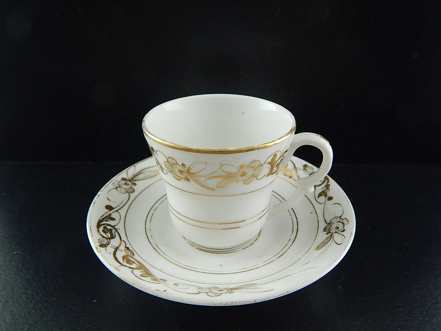 ANTICA PREZIOSA RARA TAZZA IMPERO PORCELLANA BIANCA ORO PARIGI INIZIO 1800 #9