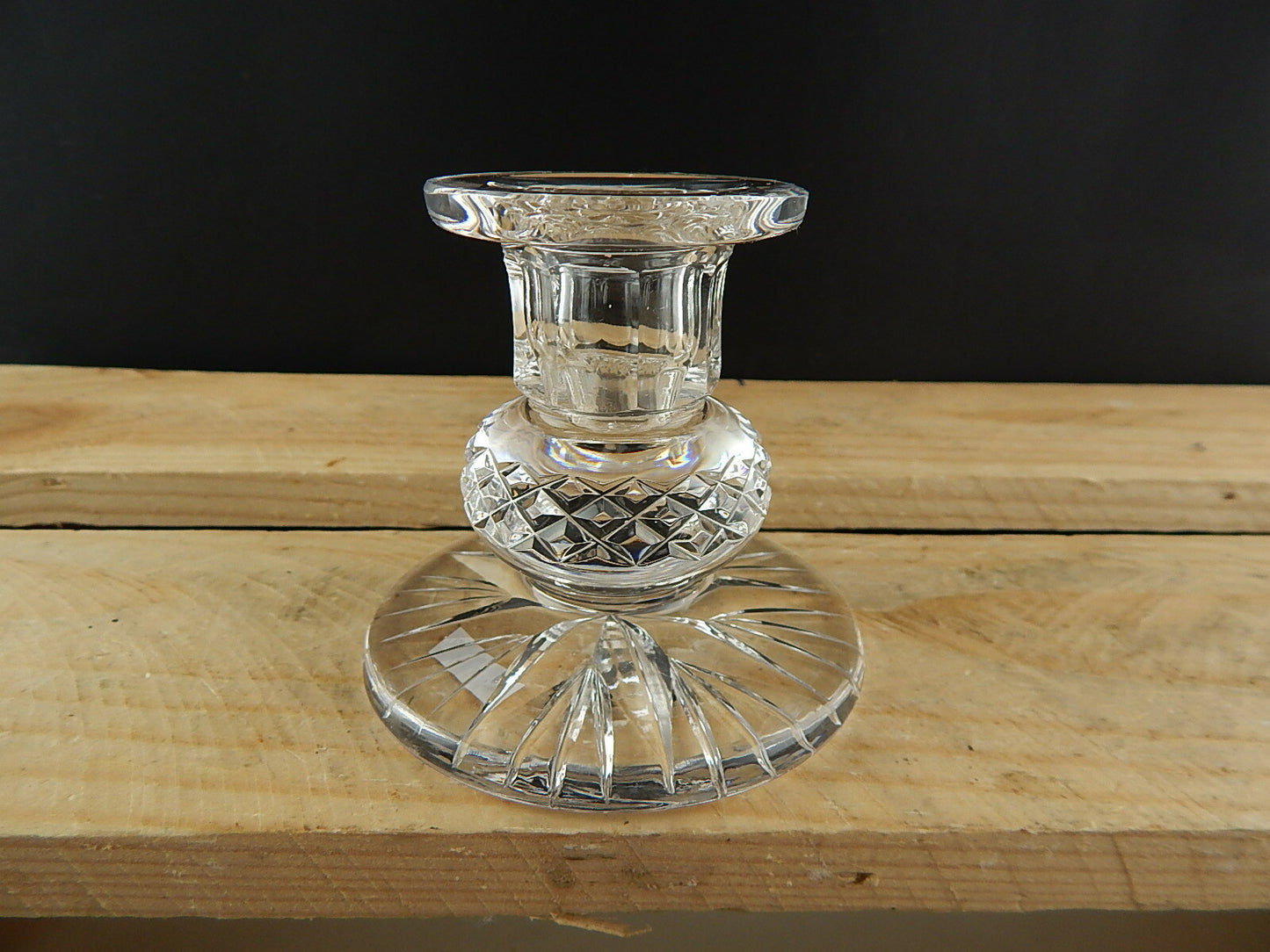 VINTAGE PREZIOSO PORTA CANDELA CANDELIERE CRISTALLO MOLATO BOEMIA