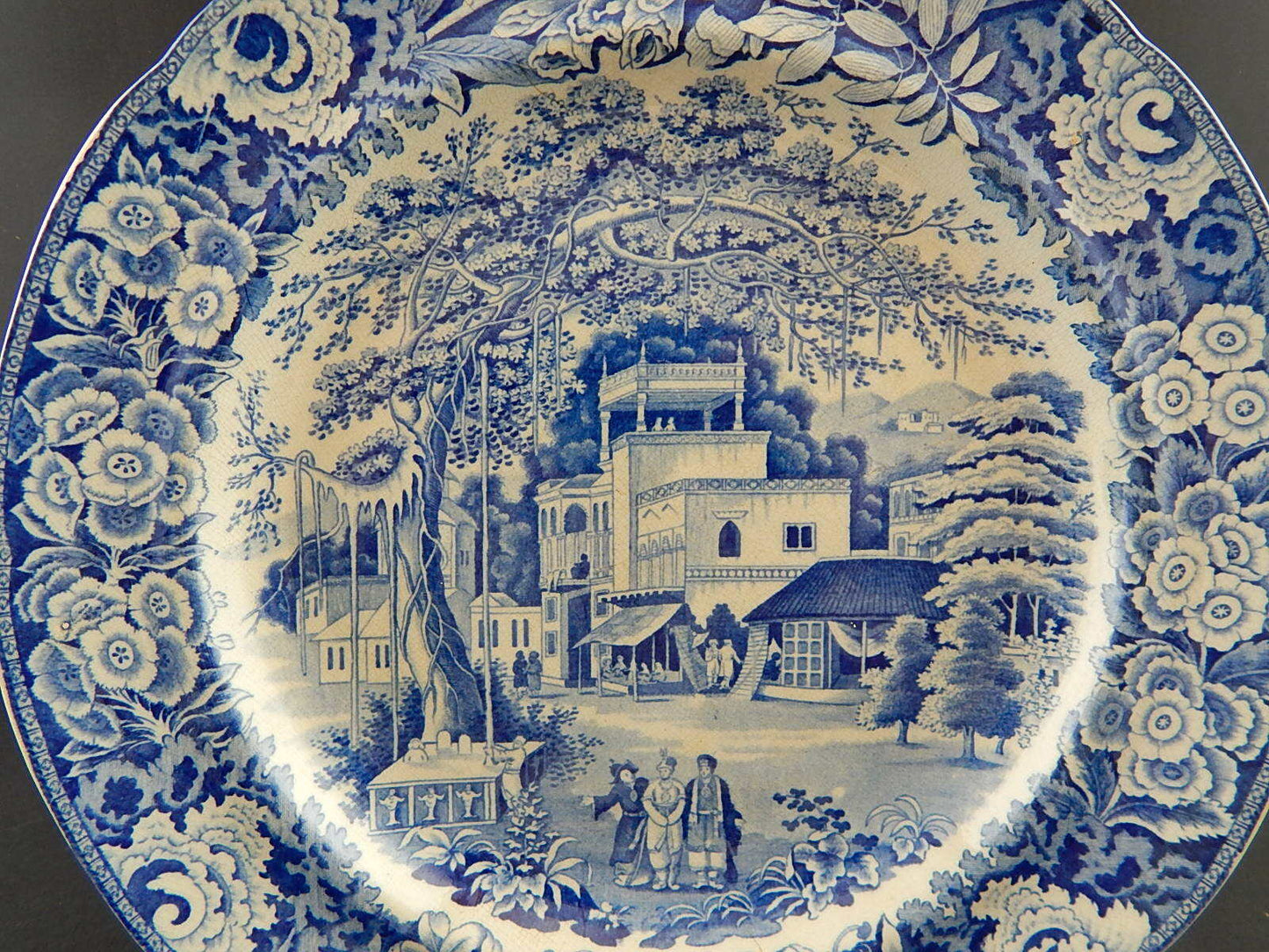 ANTICO DEL 1854 AUTENTICO RARO PIATTO SEMI PORCELLANA WEDGWOOD TRANSFERWARE