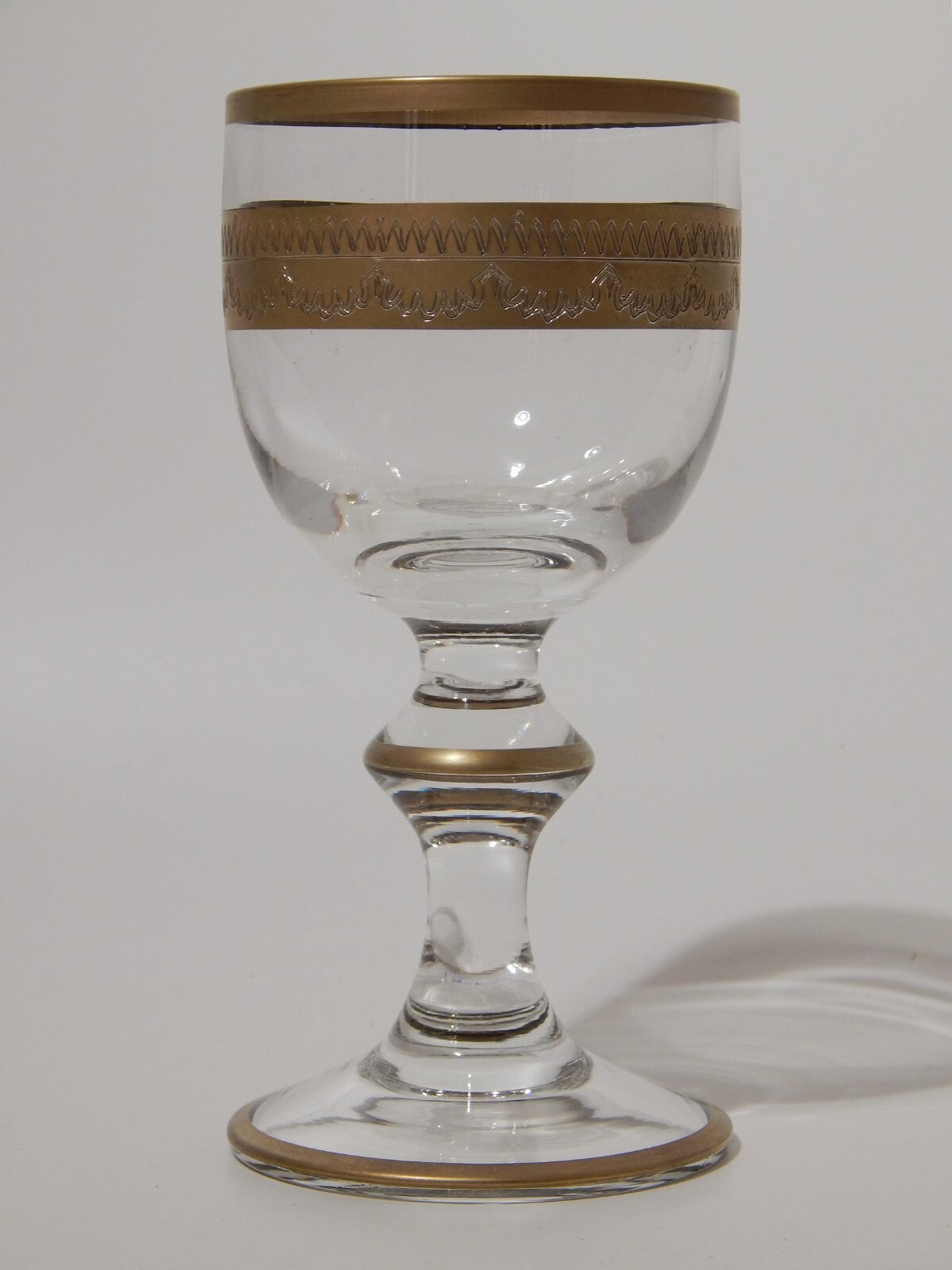 PREZIOSO STILE IMPERO CALICE VETRO SOFFIATO MURANO VENEZIANO DECORO ORO