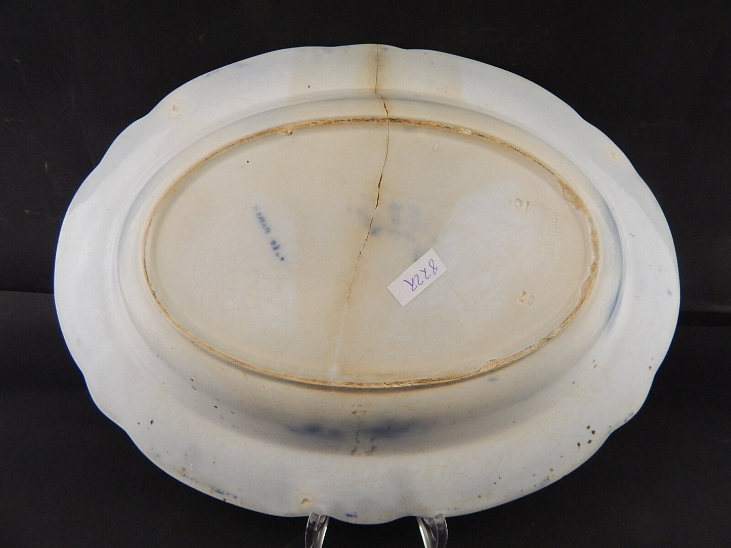 ANTICO VASSOIO NINFEE CERAMICA RICHARD MILANO FINE 800 FLOW BLUE WATER NYMPH