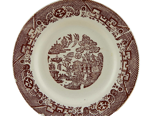 ANTICO PIATTO CERAMICA VEDOVA BESIO&FIGLIO MONDOVI' FINE '800 STAMPA MANO WILLOW