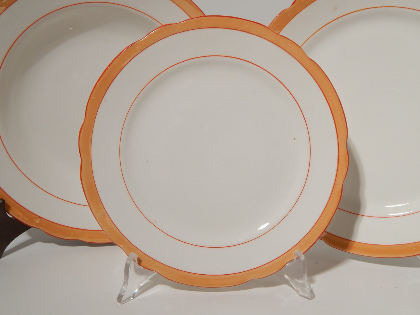 ANTICO ART DECO SERVIZIO TAVOLA 18 PIATTI CERAMICA REVELLI LAVENO FASCIA ARANCIO