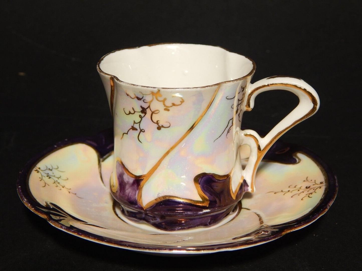 ANTICA ELEGANTE LIBERTY TAZZINA CAFFE' PORCELLANA DECORO A LUSTRO