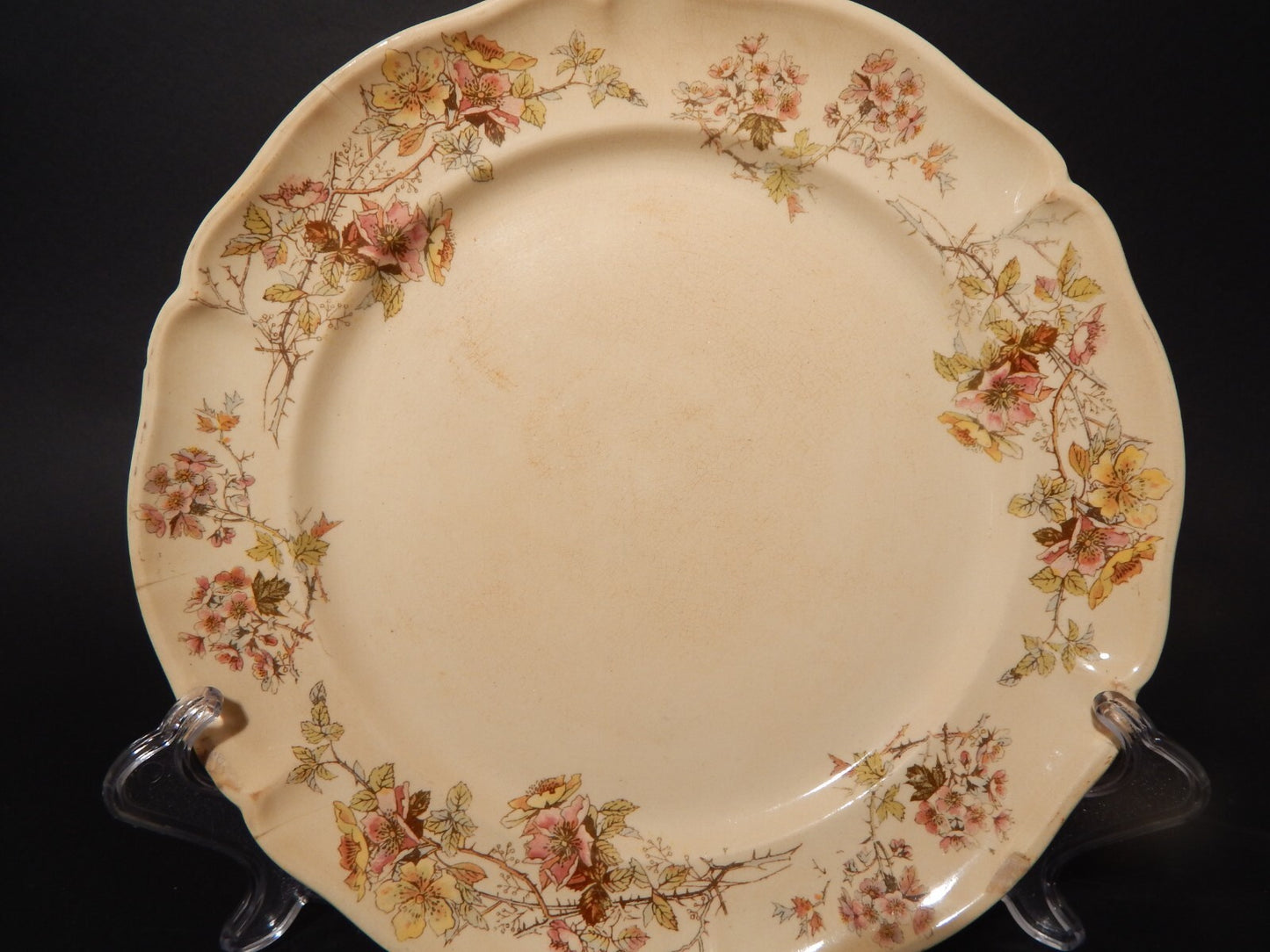 ANTICO RARO PIATTO CERAMICA VILLEROY&BOCH METTLACH DI FINE 1800 CM. 23 DIFETTO