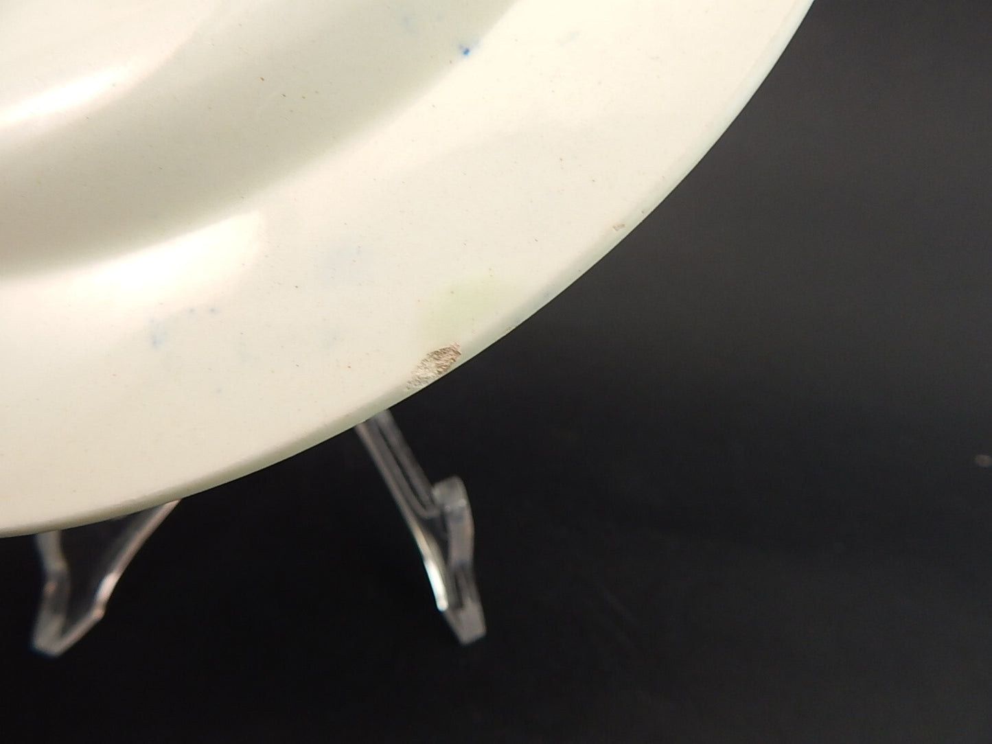 ANTICO PIATTO CERAMICA META' 1800 GUSTAVSBERG STAMPA A MANO BIANCO BLU