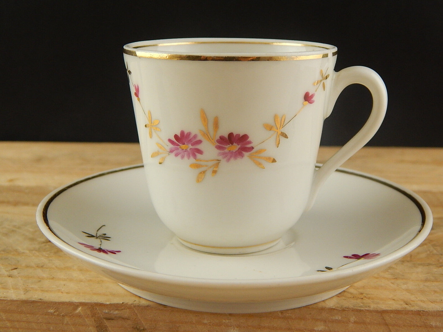 ANTICA TAZZA E PIATTINO PORCELLANA GINORI ART NOUVEAU DIPINTA A MANO #4671